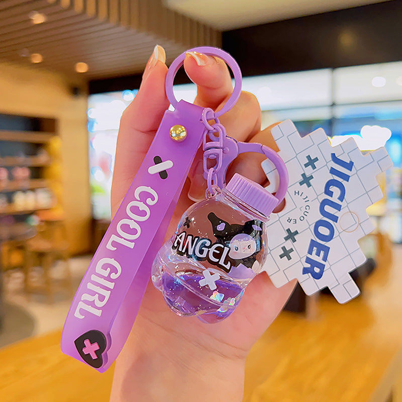 Wholesale Acrylic Cute Pony Purple Quicksand Liquid Oiled Keychain